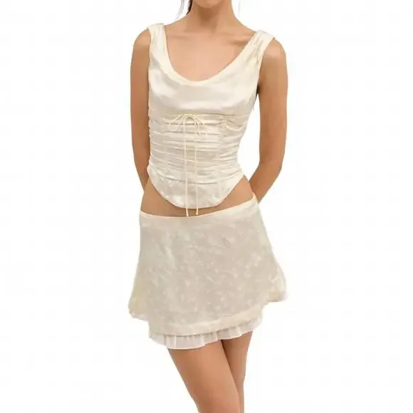 NEW FOR LOVE & LEMONS carla jacquard corset top in cream - Picture 4 of 4